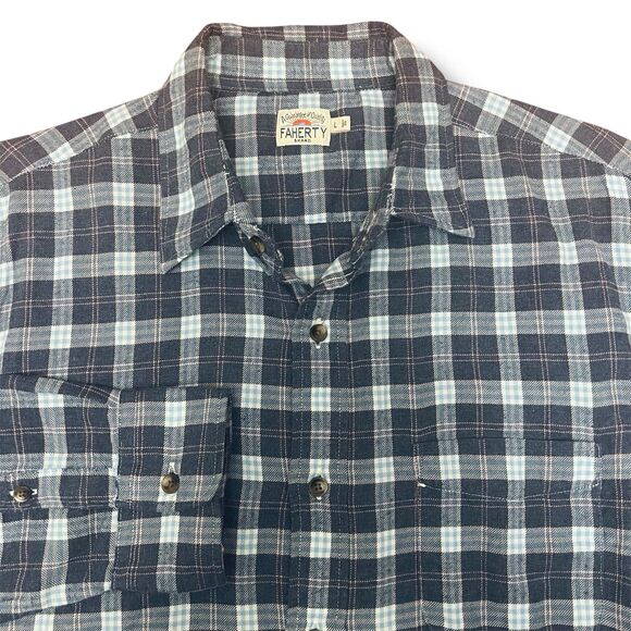 Faherty Men's LG Button Up Flannel Shirt - Picture 1 of 8